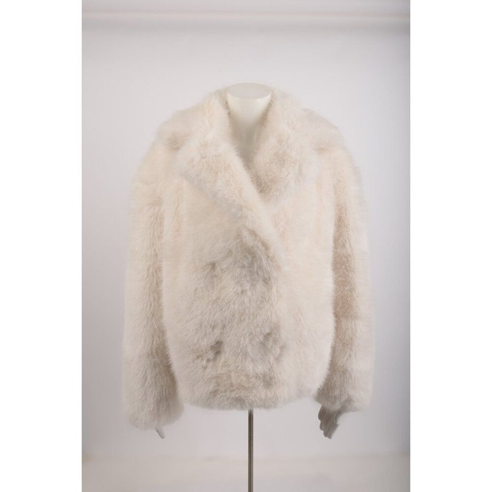 Zara Womans Jacket Coat ZW collection Size L Off White Faux Fur 4360/246 NWOT - Picture 2 of 7
